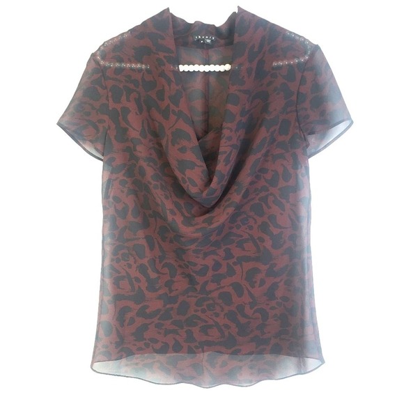 Theory Sheer Camo Print Blouse SZ M - Picture 1 of 6